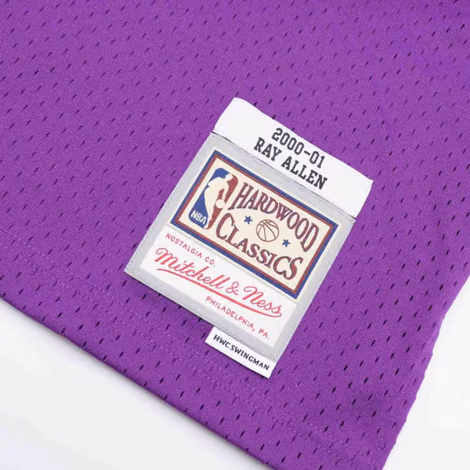 Ray Allen #34 Milwaukee Bucks 2000-01 Mitchell & Ness Swingman NBA Jersey Purple view 3