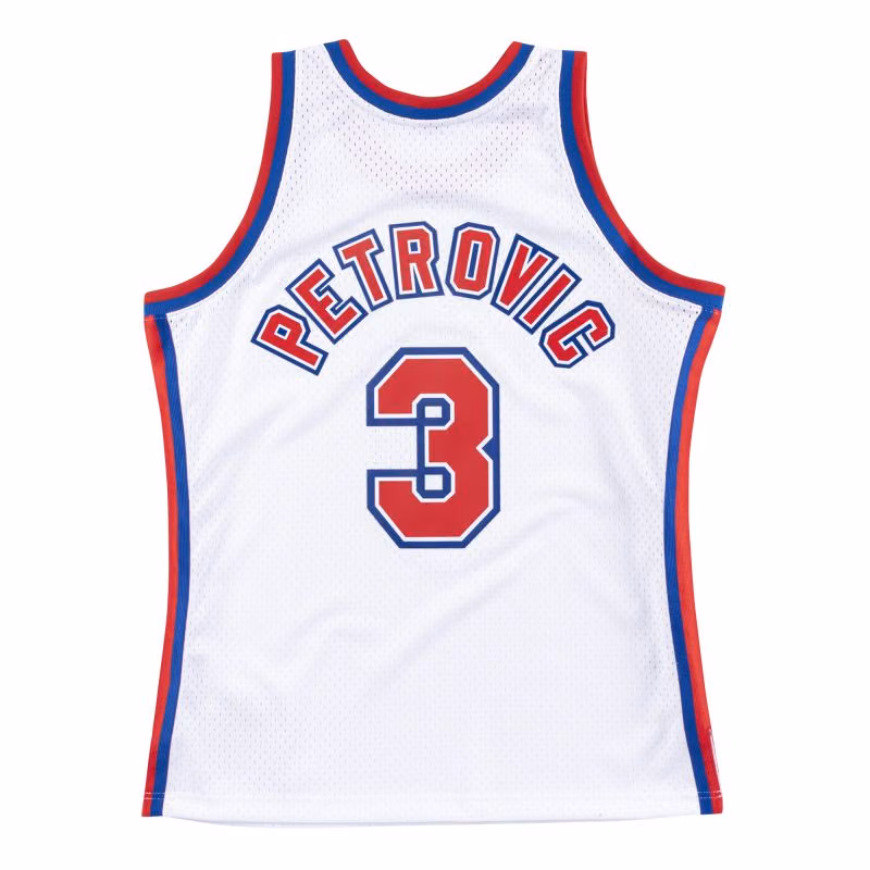 Dražen Petrović #3 New Jersey Nets 1992-93 Swingman NBA Jersey White view 2