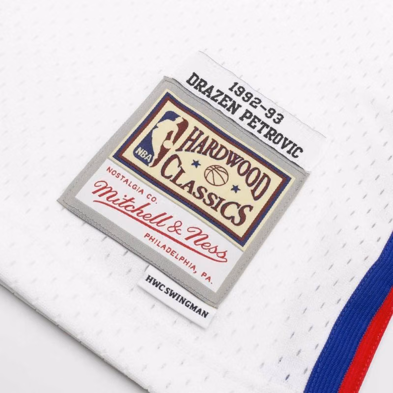 Dražen Petrović #3 New Jersey Nets 1992-93 Swingman NBA Jersey White view 3