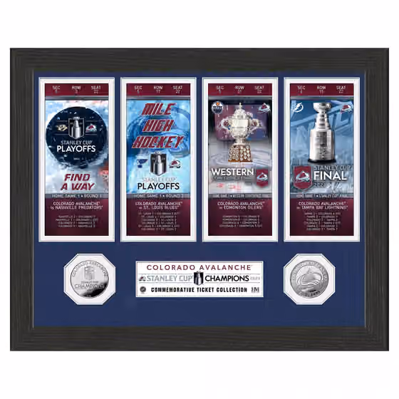 Colorado Avalanche 2022 Stanley Cup Champion Tickets Silver Coins Framed NHL Photo view 1