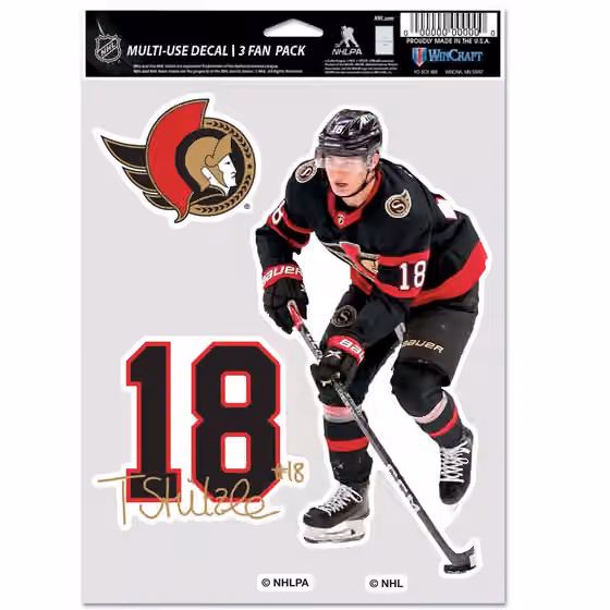 Tim Stützle #18 Ottawa Senators Player NHL Decals Set (3 Pcs.) view 1