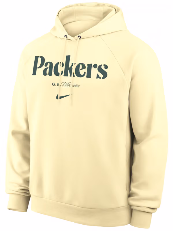 Green Bay Packers 2026 NFL Rivalries Dri-FIT Pullover Hoodie Cream view 1