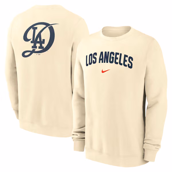 Los Angeles Dodgers City Connect 2-Hit Club Crew Pullover Cream view 1