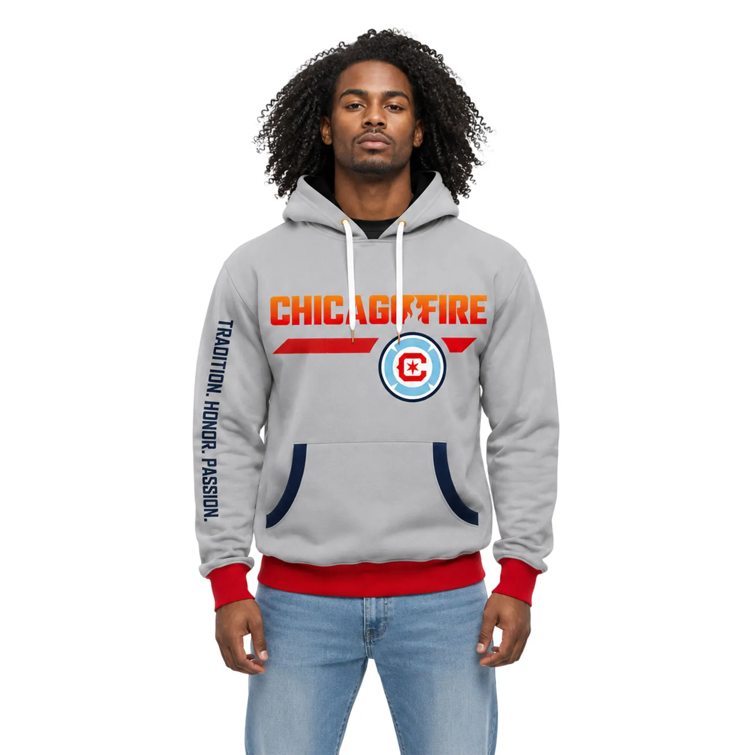 Chicago Fire Grey Hoodie Custom Name and Number Gift