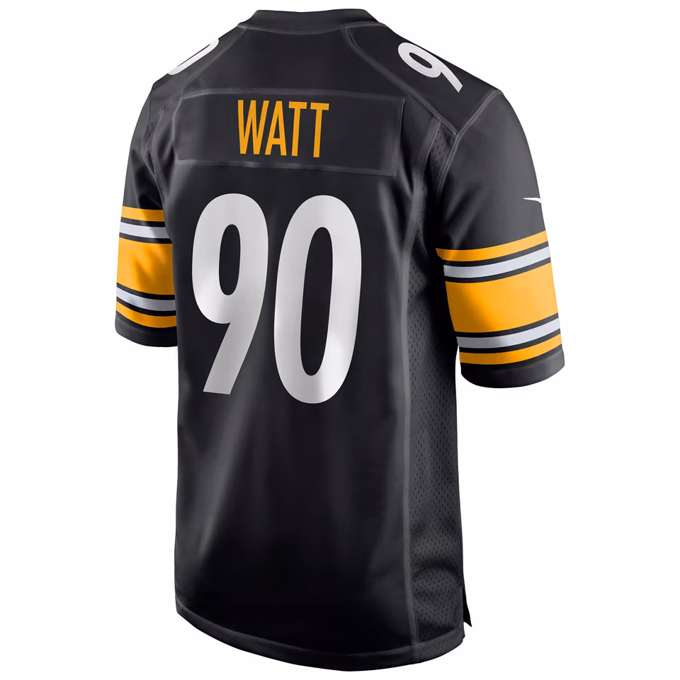 T.J. Watt #90 Pittsburgh Steelers Nike Game NFL Football Jersey Black view 3
