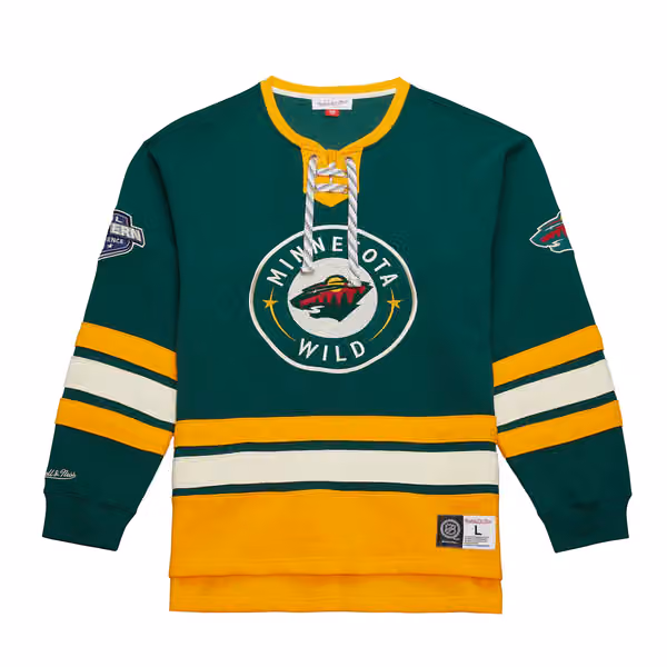 Minnesota Wild Mitchell & Ness Heritage NHL Lace-Up Jersey Crew view 1