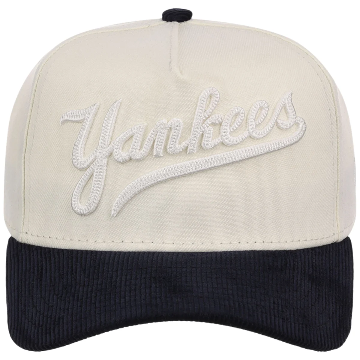 New York Yankees Script Women's New Era 9FORTY A-Frame detail view