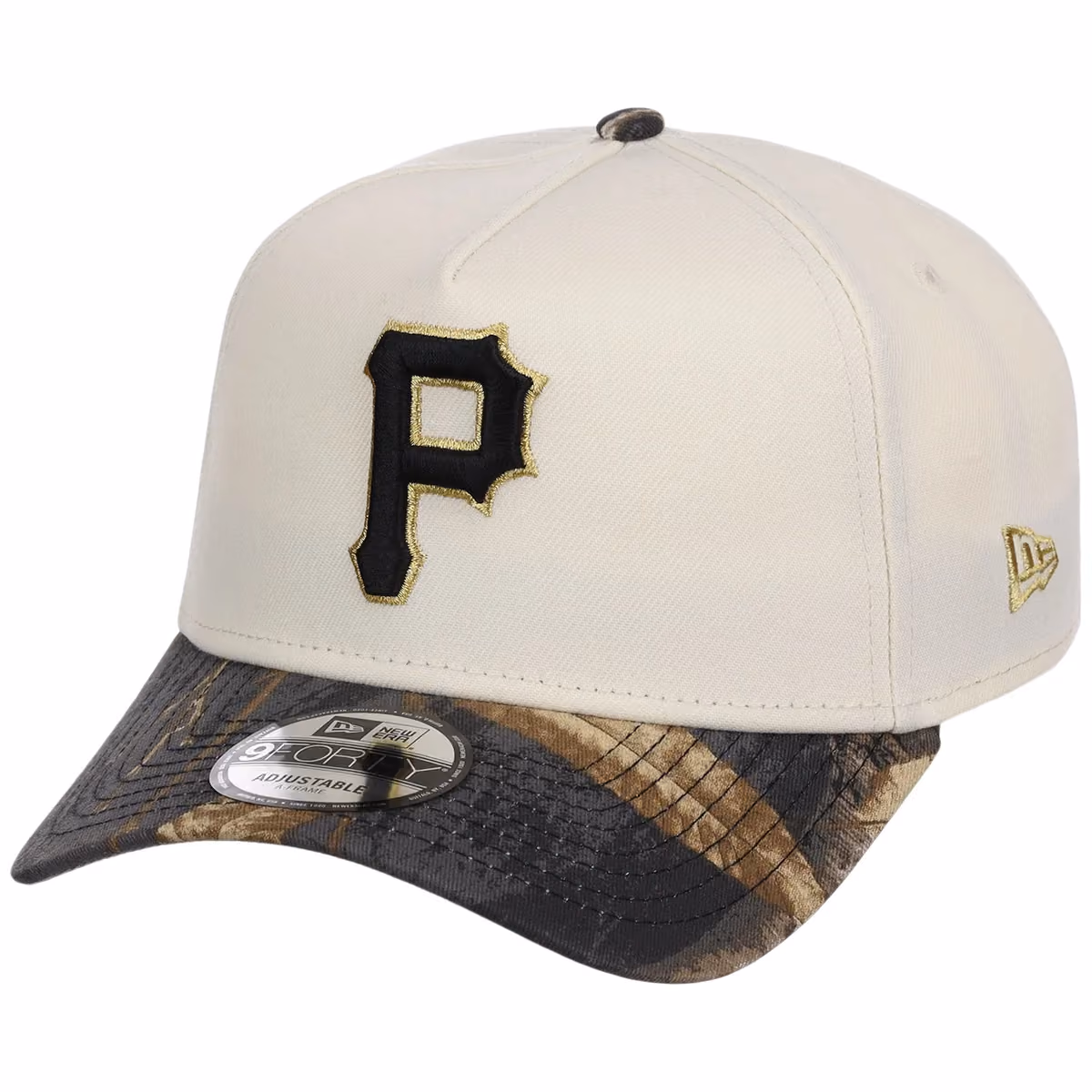 Pittsburgh Pirates MLB Black Realtree Chrome New Era 9FORTY detail view