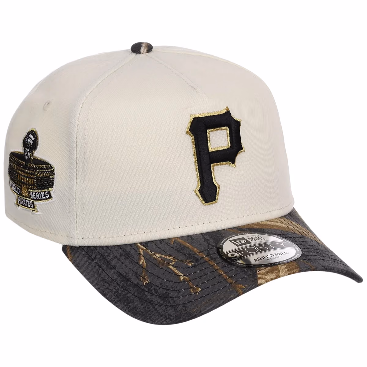 Pittsburgh Pirates MLB Black Realtree Chrome New Era 9FORTY front view