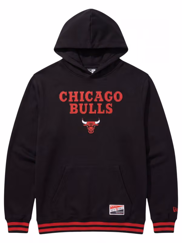 Chicago Bulls Felt Logo Throwback NBA Hoodie Black view 1
