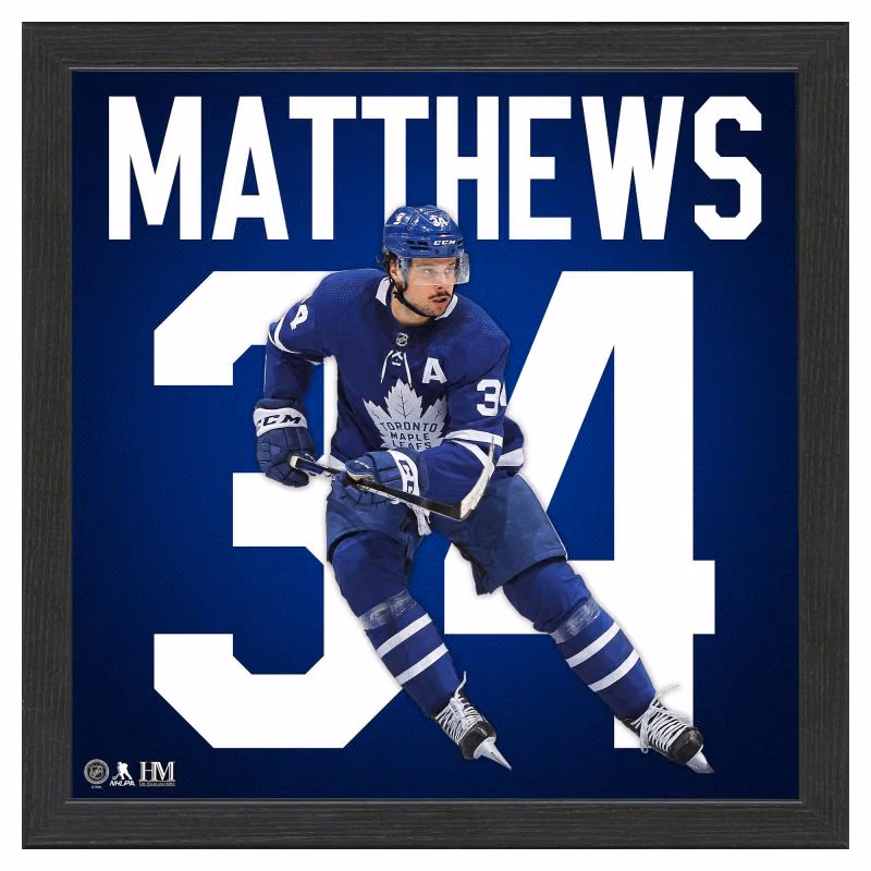 Auston Matthews #34 Toronto Maple Leafs Impact Jersey Framed NHL Photo view 1
