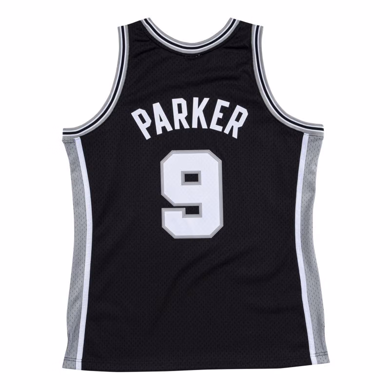 Tony Parker #9 San Antonio Spurs 2001-02 Mitchell & Ness Swingman NBA Jersey Black view 2