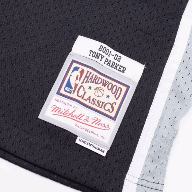 Tony Parker #9 San Antonio Spurs 2001-02 Mitchell & Ness Swingman NBA Jersey Black view 3