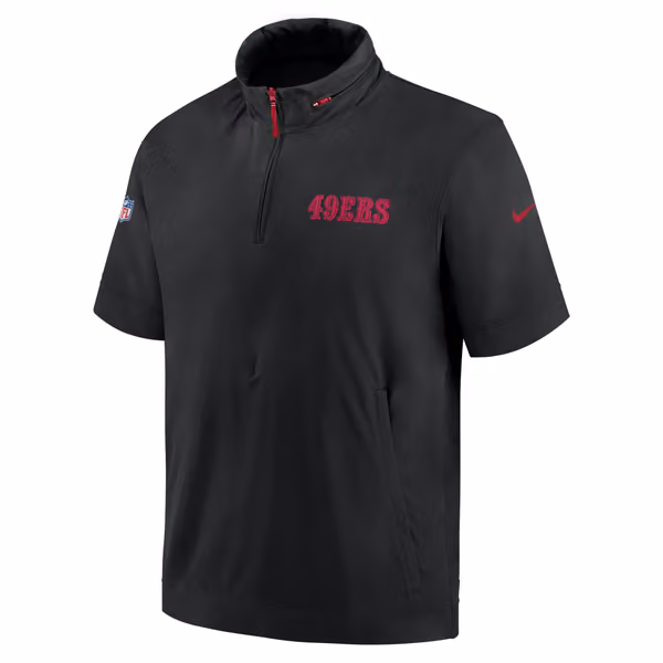 San Francisco 49ers 2024 NFL Sideline Nike Lightweight Coach Jacket Black view 2