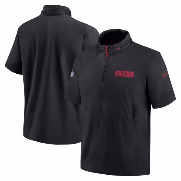 San Francisco 49ers 2024 NFL Sideline Nike Lightweight Coach Jacket Black view 1