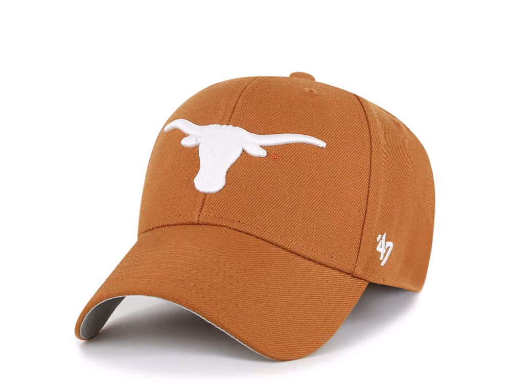 47Brand Texas Longhorns Burnt Orange Wool MVP Strapback Hat front