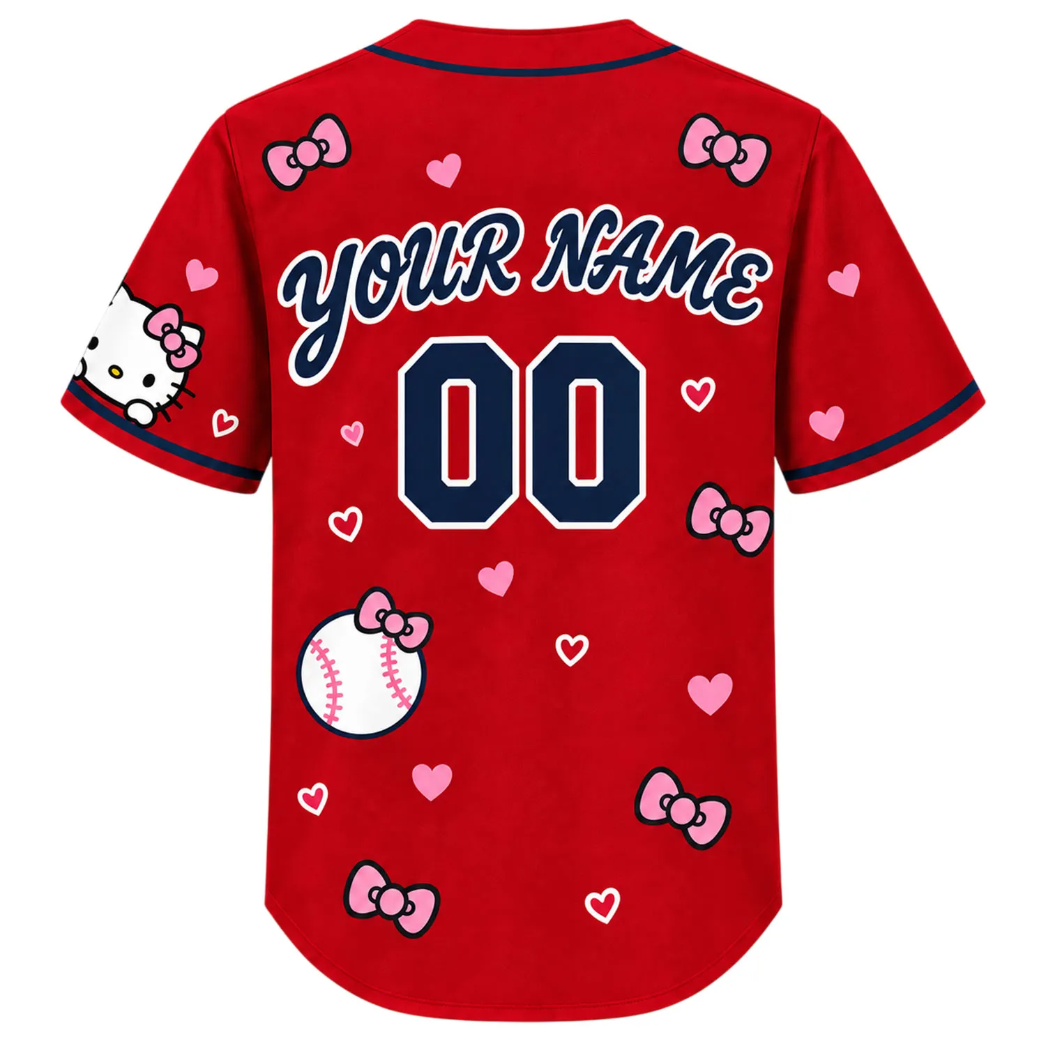 Atlanta Braves Hello Kitty Jersey Custom Bold Red Baseball Style