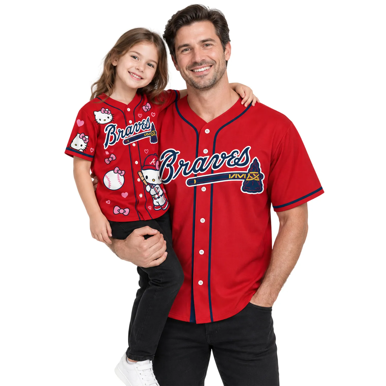 Atlanta Braves Hello Kitty Jersey Custom Bold Red Baseball Style