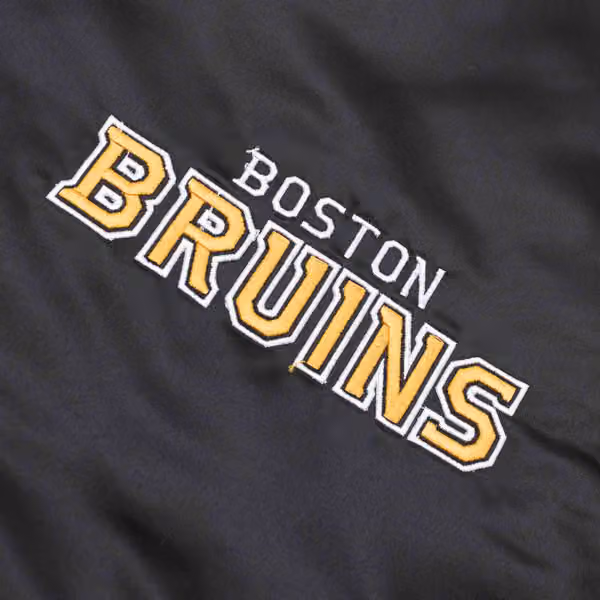 Boston Bruins Heavyweight Satin Mitchell & Ness NHL Jacket Black view 3