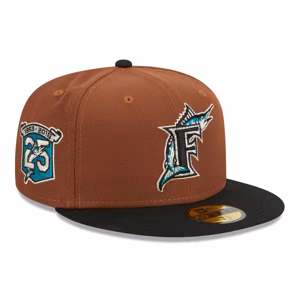 Florida Marlins Harvest New Era 59FIFTY Fitted MLB Cap Brown product photo