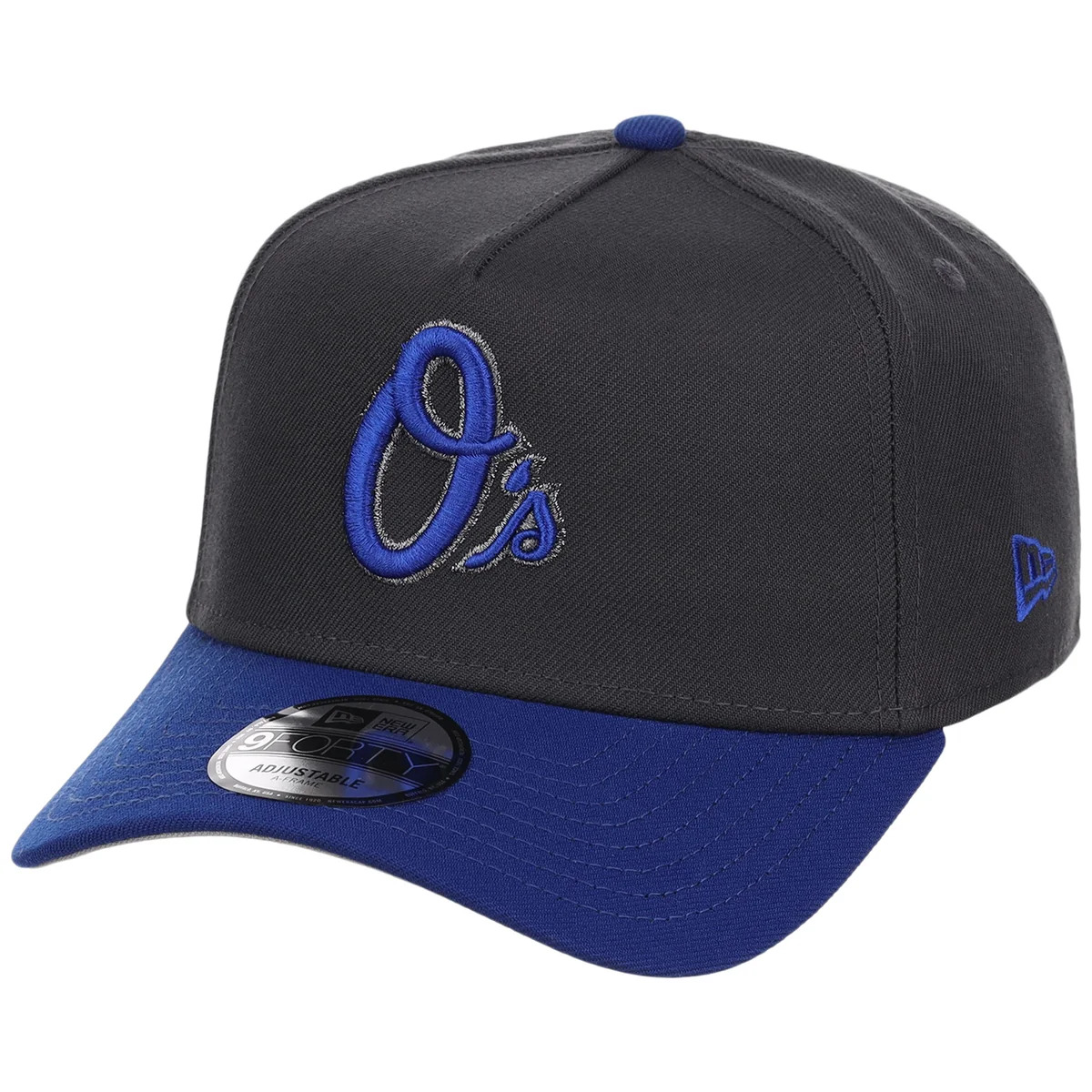 Baltimore Orioles MLB Graphite x Royal FASHION CORE New Era 9FORTY A-Frame detail view