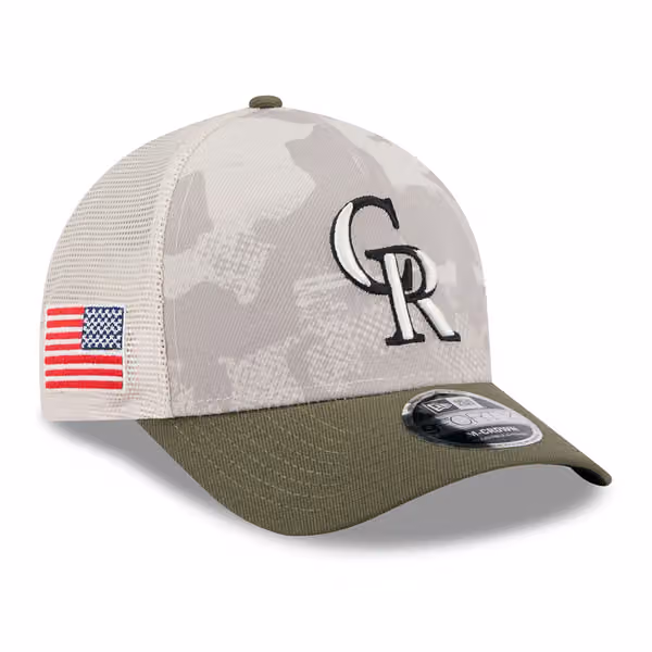 Colorado Rockies 2025 MLB Armed Forces 9FORTY M-Crown A-Frame Snapback Cap product photo