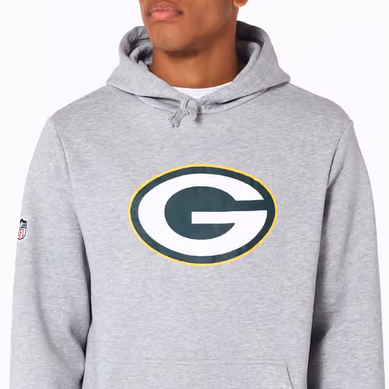 Green Bay Packers Logo Hoodie New Era NFL Sweatshirt Grey view 6