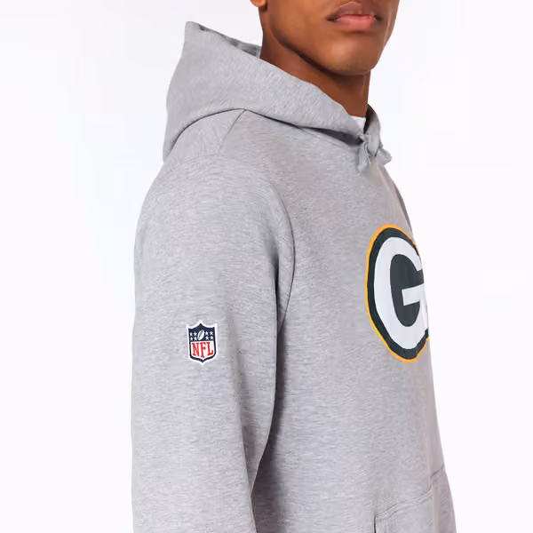 Green Bay Packers Logo Hoodie New Era NFL Sweatshirt Grey view 3