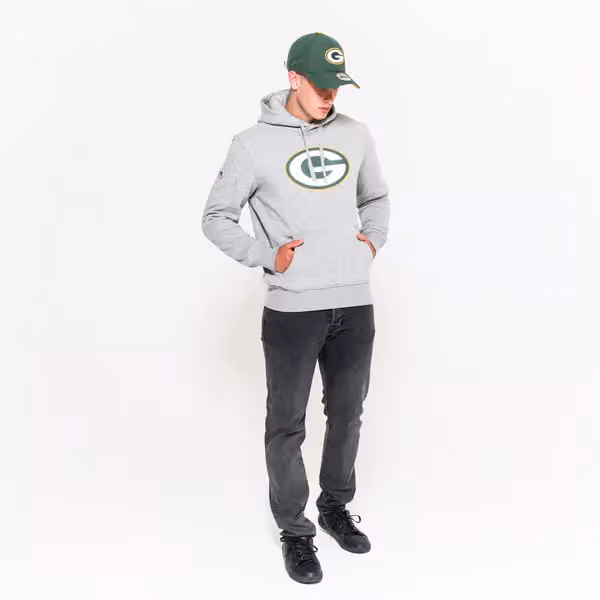 Green Bay Packers Logo Hoodie New Era NFL Sweatshirt Grey view 5