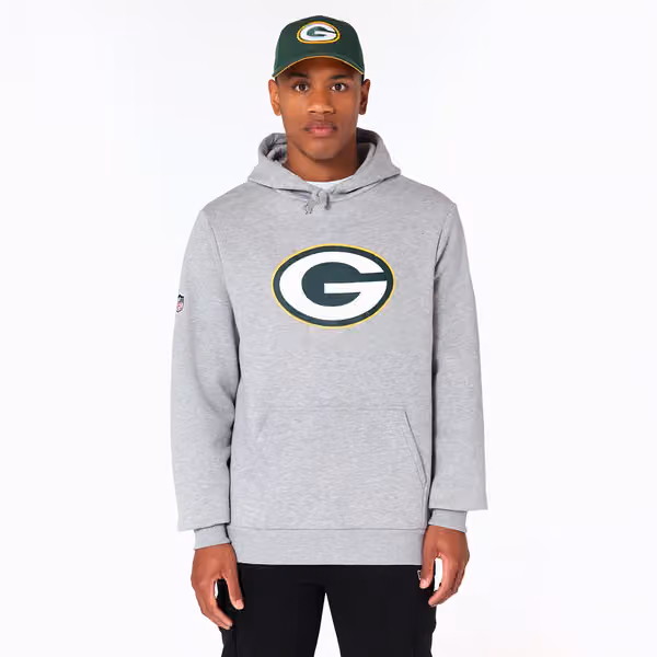 Green Bay Packers Logo Hoodie New Era NFL Sweatshirt Grey view 1
