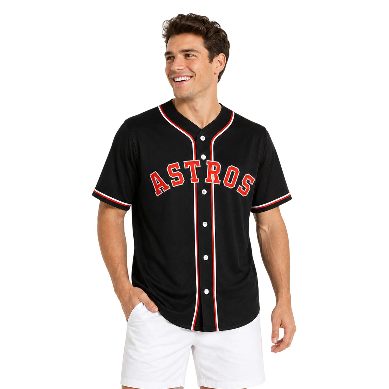 Houston Baseball Jersey Custom Solid Black Style