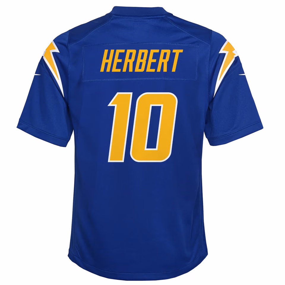 Justin Herbert #10 Los Angeles Chargers Color Rush Football NFL Jersey Blue (YOUTH) view 3
