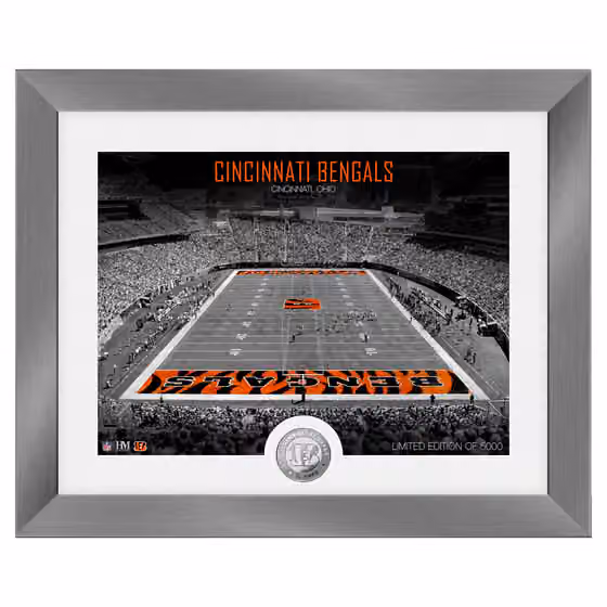 Cincinnati Bengals Art Deco Stadium Silver Coin Framed NFL Photo view 1