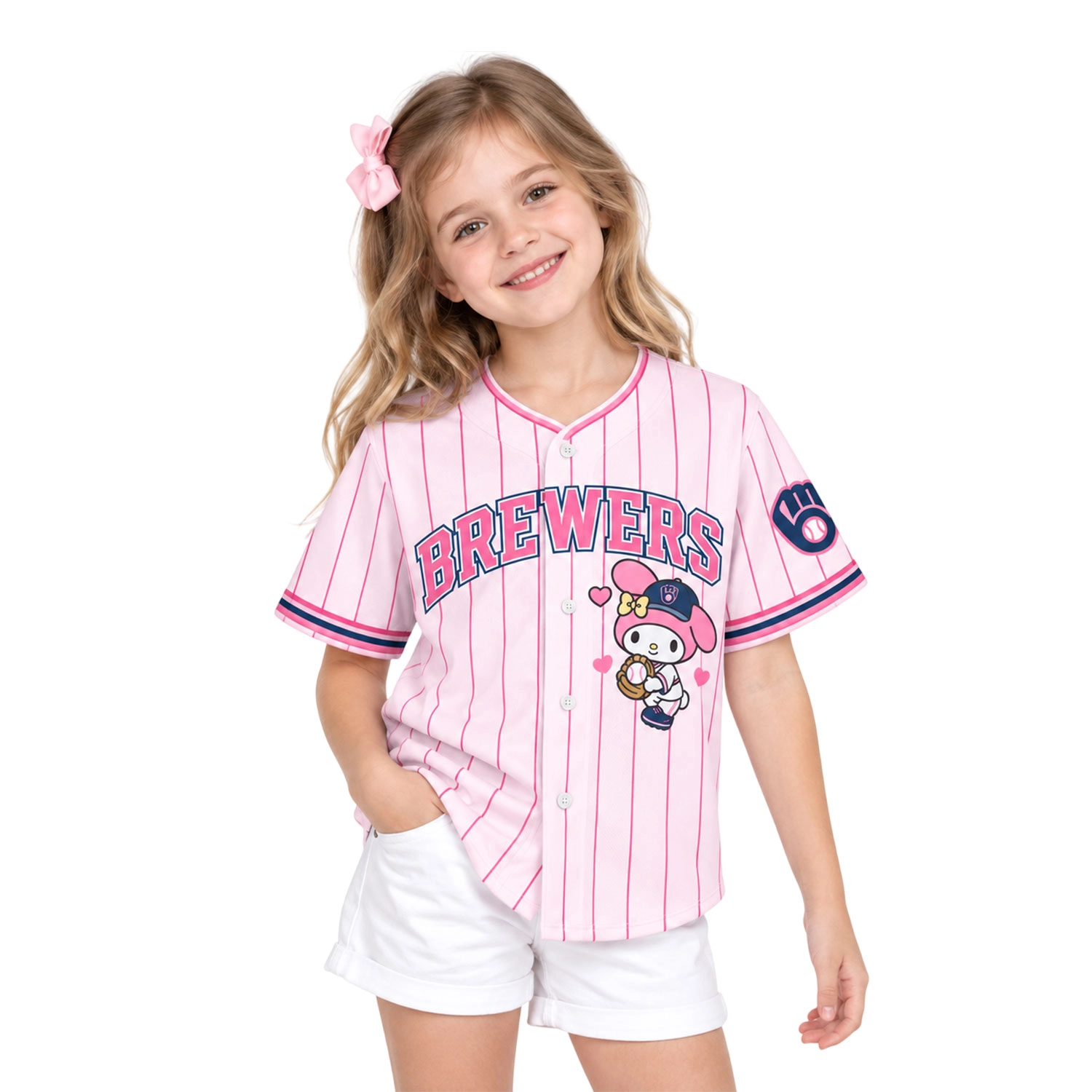 My Melody Brewers Jersey Charming Pink Pinstripe Custom