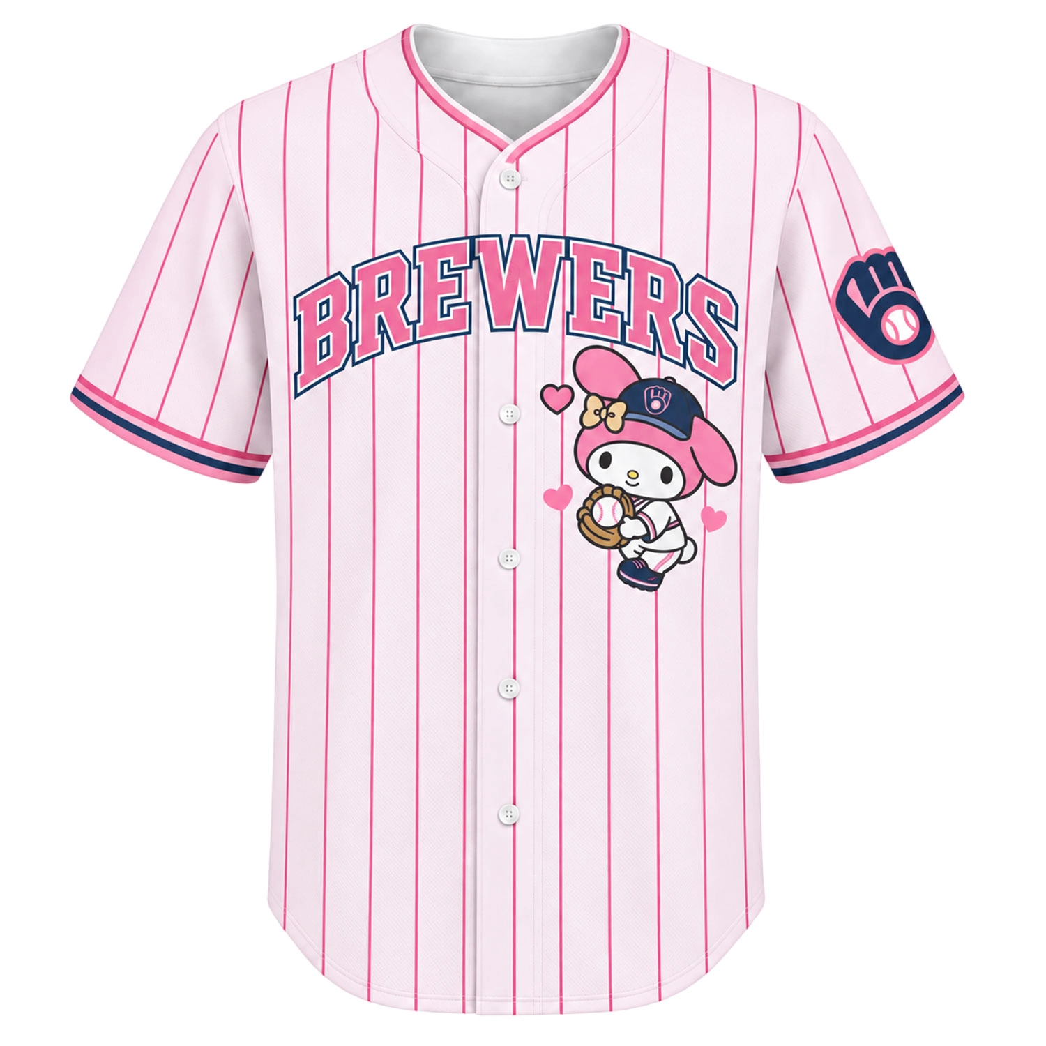My Melody Brewers Jersey Charming Pink Pinstripe Custom