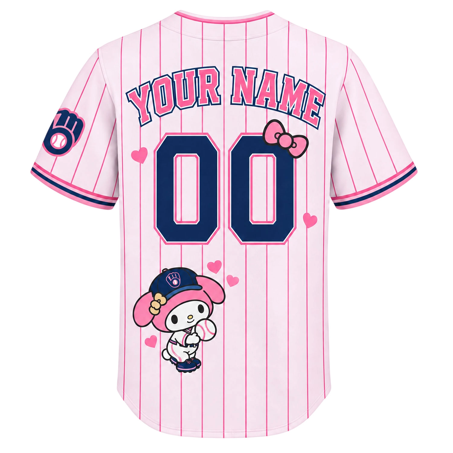My Melody Brewers Jersey Charming Pink Pinstripe Custom