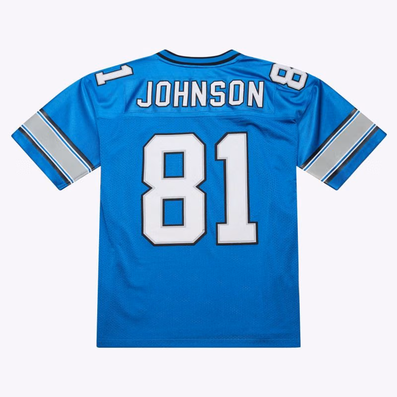 Calvin Johnson #81 Detroit Lions 2007 Authentic Throwback NFL Jersey Blue view 1