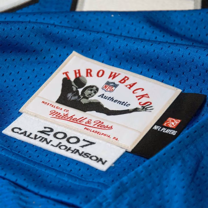 Calvin Johnson #81 Detroit Lions 2007 Authentic Throwback NFL Jersey Blue view 3