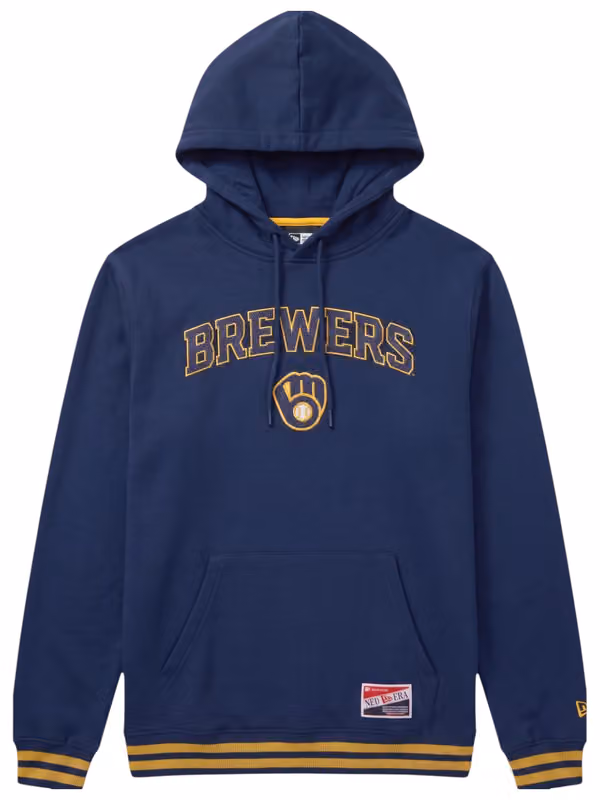 Milwaukee Brewers Felt Logo Throwback MLB Hoodie Navy view 1