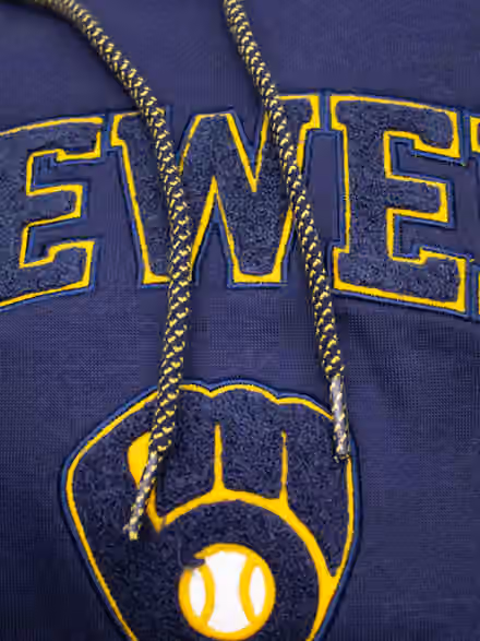 Milwaukee Brewers Felt Logo Throwback MLB Hoodie Navy view 3