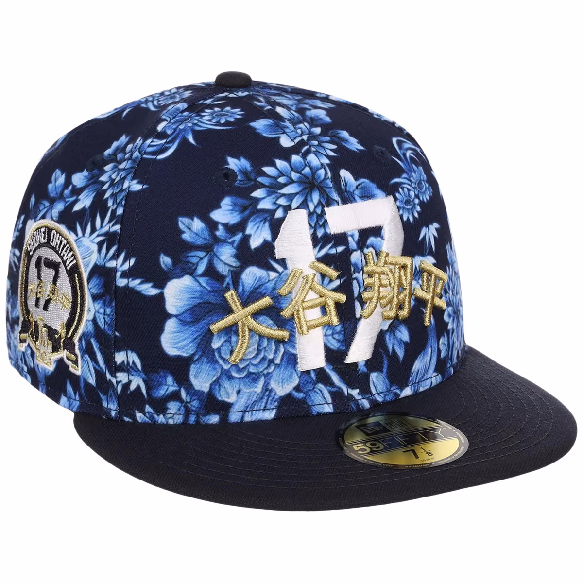 Los Angeles Dodgers Pacific Canvas New Era 59FIFTY (Floral/Navy) front view
