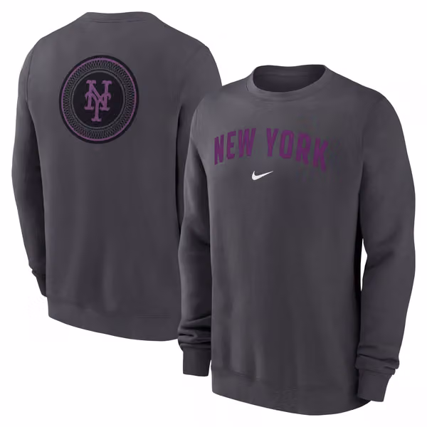 New York Mets City Connect 2-Hit Club Crew Pullover Dark Gray view 1