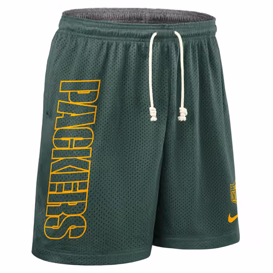 Green Bay Packers 2025 NFL Sideline Reversible Mesh Nike Dri-FIT Shorts Green view 2