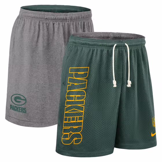 Green Bay Packers 2025 NFL Sideline Reversible Mesh Nike Dri-FIT Shorts Green view 1