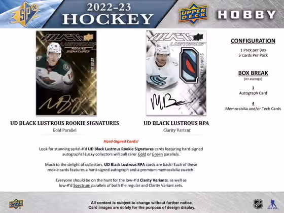 2022/23 Upper Deck SPx Hockey Hobby Box NHL view 5