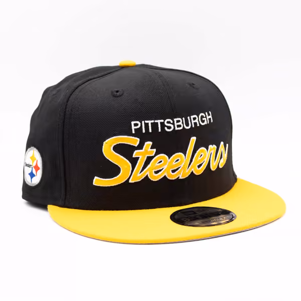 Pittsburgh Steelers 2-Tone Throwback Script New Era 9FIFTY NFL Snapback Cap product photo